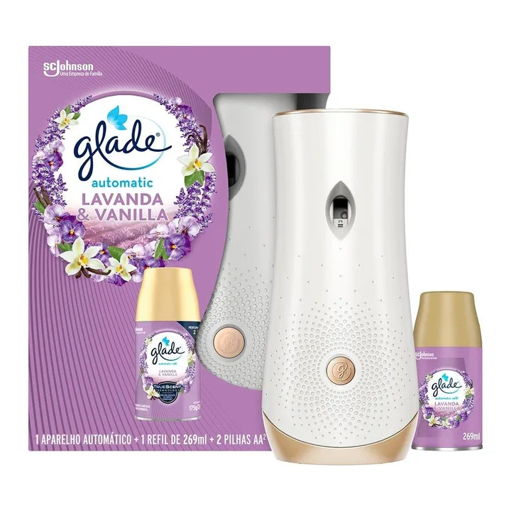 Purificador E Desodorizador De Ar Glade Aparelho Automatic Spray + Refil De Lavanda E Vanilla 175g/269ml + 2 Pilhas Aa, imagem 1 de 5